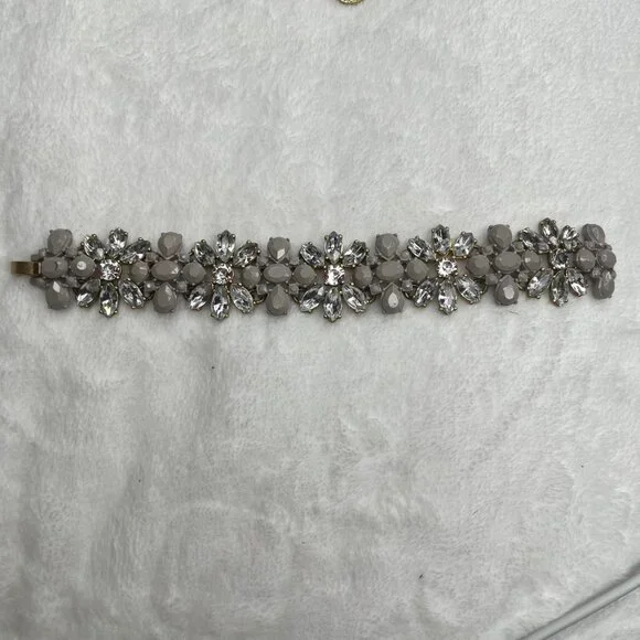 J.Crew Gold & Grey Floral Crystal Bracelet - Picture 4 of 5